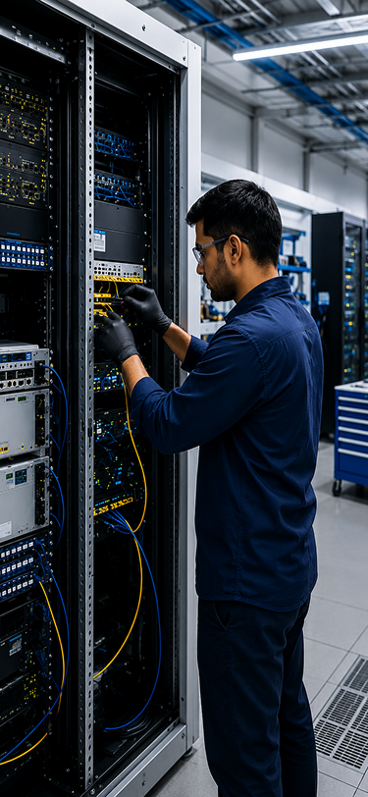 Telecom system integration from factory to site